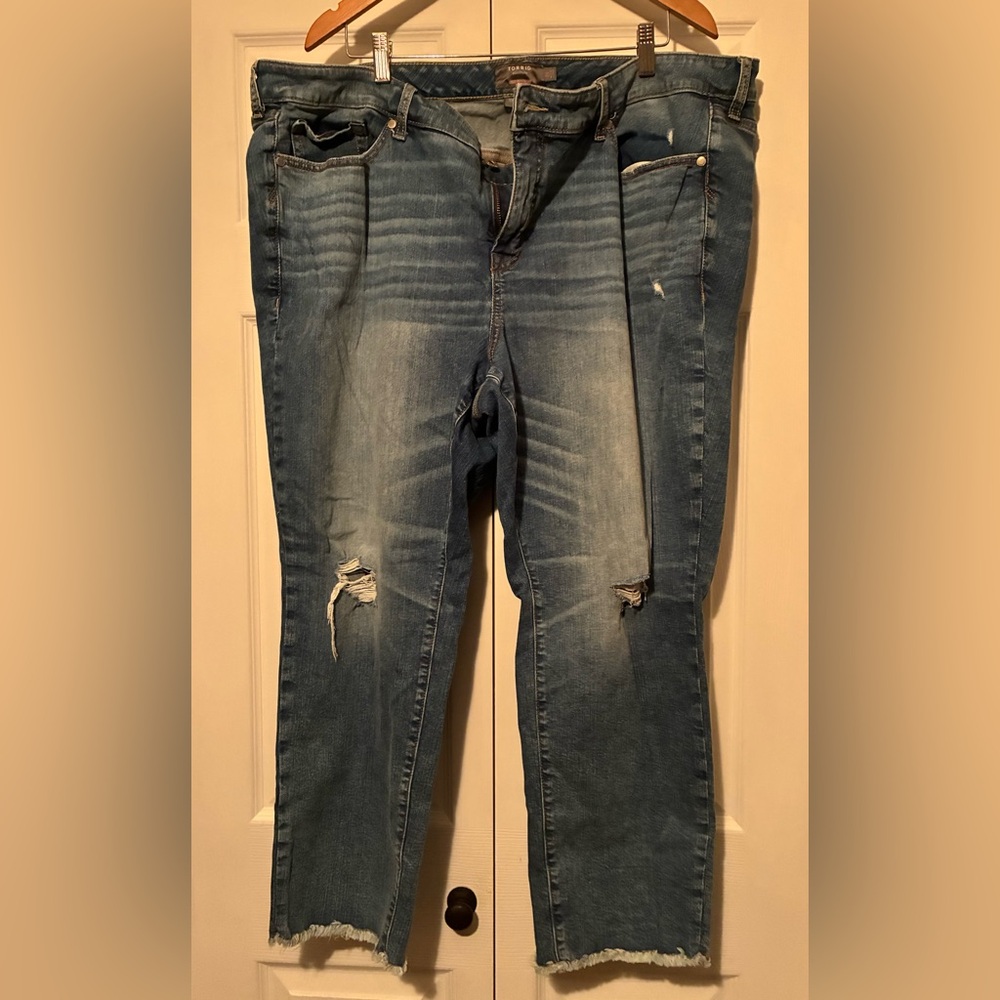 torrid Blue Distressed Straight Leg Jeans